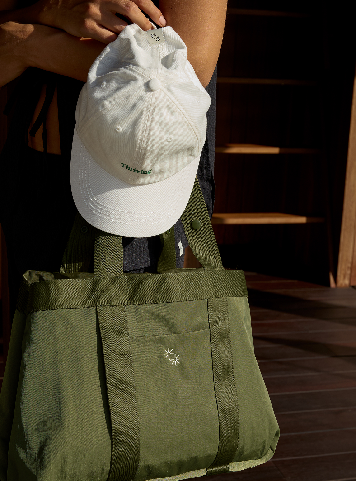 Stussy military green tote bag sale