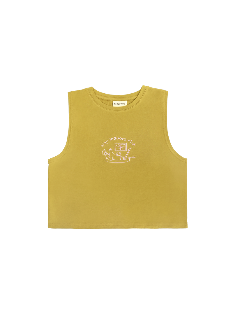 Stay Indoors Club Cropped Muscle Tank
